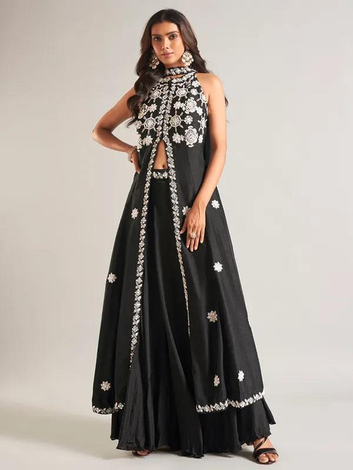 Noir Elegance Embroidered Lehenga Set