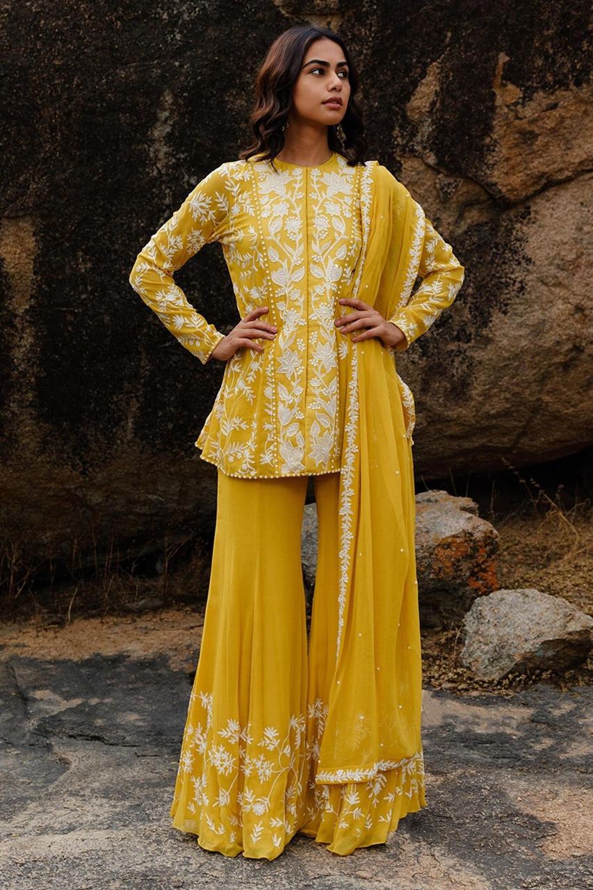 Radiant Mustard Embroidered Shalwar Suit