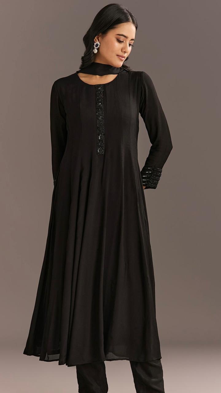 Timeless Noir Shalvar Suit  Made-to-Order Luxury